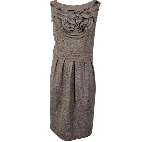 Adrianna Papell Women Stretch Sheath Ruffle Sleeveless Evening Pleated Dress 14 - Picture 1 of 16